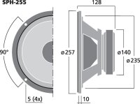 Monacor SPH-255, Hi-Fi-Tieftöner, 60 W, 8 Ohm