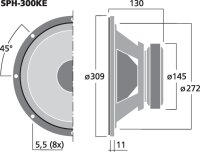 Monacor SPH-300KE, Top-Hi-Fi-Tieftöner, 120 W, 8 Ohm