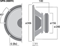 Monacor SPH-300TC, Hi-Fi-Subwoofer, 2 x 120 W, 2 x 8 Ohm