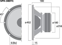 Monacor SPH-380TC, Subwoofer, 2 x 250 W, 2 x 4 Ohm