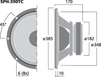 Monacor SPH-390TC, Hi-Fi-Subwoofer, 2 x 150 W, 2 x 8 Ohm