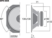 Monacor SPH-60X, Breitbandlautsprecher, 30 W, 8 Ohm