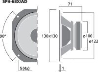 Monacor SPH-68X/AD, Breitbandlautsprecher, 30 W, 8 Ohm