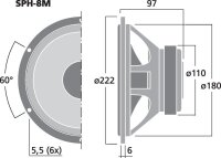 Monacor SPH-8M, Hi-Fi-Tieftöner, 100 W, 8 Ohm