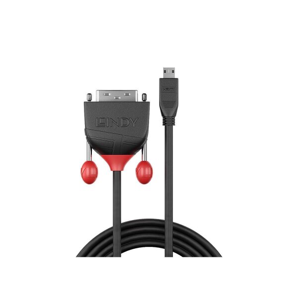 Lindy 36285 Video-Adapterkabel, 0.5m, Black Line,Micro HDMI,DVI-D
