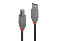 Lindy 36673 USB-Kabel, 2.0m, Anthra Line, USB A 2.0, USB B 2.0