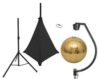 Eurolite Set Spiegelkugel 50cm gold mit Stativ und Segel...