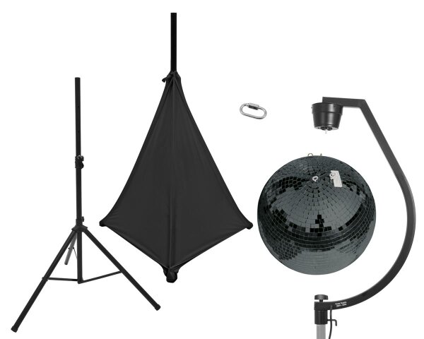 Eurolite Set Spiegelkugel 50cm schwarz mit Stativ und Segel schwarz