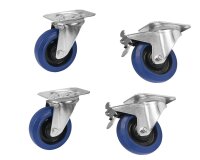 Roadinger Set Swivel castors 100mm blue 2x RD-100 + 2x...