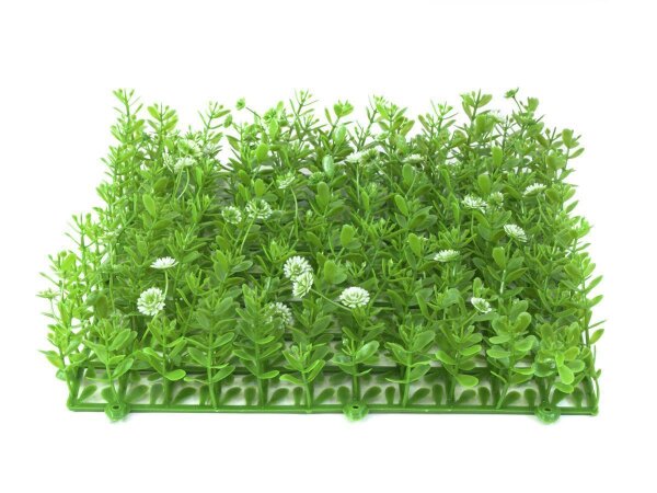 Grass mat, artificial, green-white, 25x25cm