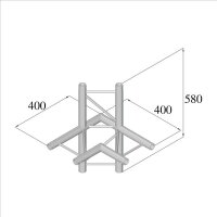 Duratruss DT 32/2-C44H, 4-Weg Ecke 90°, horizontal