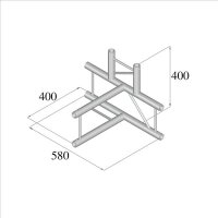 Duratruss DT 32/2-T42V-TD, 4-Weg T-Stück vertikal, T-joint + down