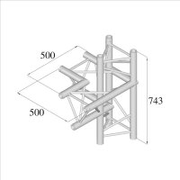 Duratruss DT 33/2-C44-LUD, 4-Wege-Ecke 90°, Oben +...