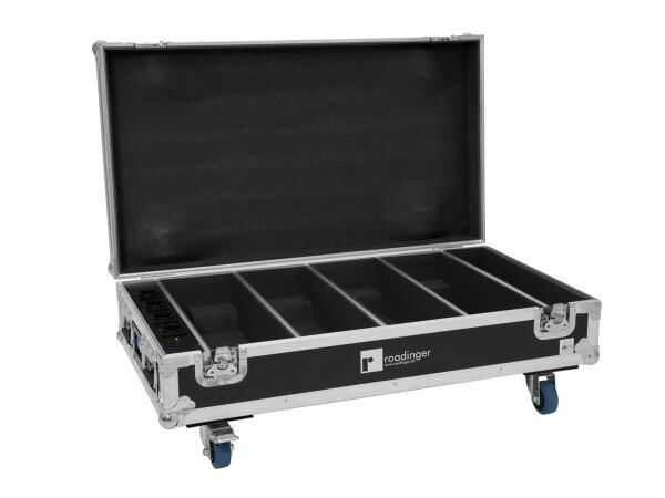 Roadinger Flightcase 4x AKKU BAR-6 QCL with charging function