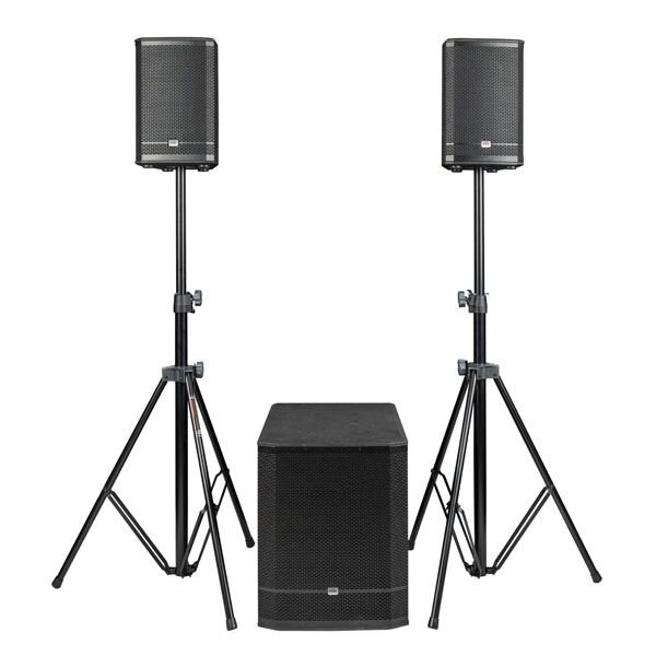 DAP-Audio Pure Club 15, 15" Kompaktes Aktiv-Lautsprechersystem, 15" Sub + 8" Tops Aktiv-Set mit DSP