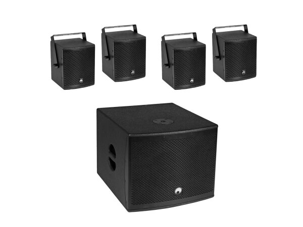 Omnitronic Set MOLLY-12A Subwoofer aktiv + 4x MOLLY-6 Top 8 Ohm, schwarz