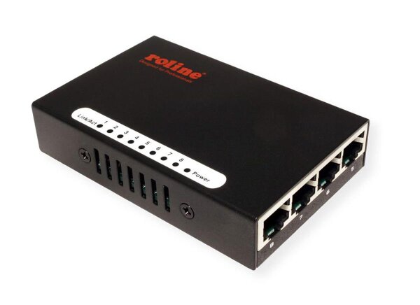 Roline Pocket Fast Ethernet Switch, 8 Ports, schwarz, 100 Mbit/s