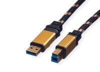 Roline Gold USB Kabel, 0.8m, USB A 3.2 / USB B 3.2