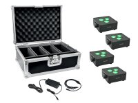 Eurolite Set 4x AKKU IP Flat Light 3 bk + Charger + Case