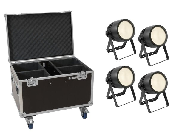 Eurolite Set 4x LED Theatre COB 200 WW + Case with wheels