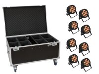 Eurolite Set 8x LED IP PAR 12x8W QCL Spot + Case with wheels