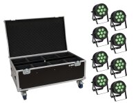 Eurolite Set 8x LED IP PAR 7x9W SCL Spot + Case with wheels