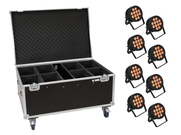 Eurolite Set 8x LED IP PAR 12x9W SCL Spot + Case with wheels