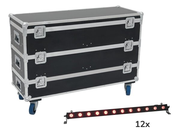 Eurolite Set 12x LED BAR-12 QCL RGB+UV Leiste + Case mit Rollen