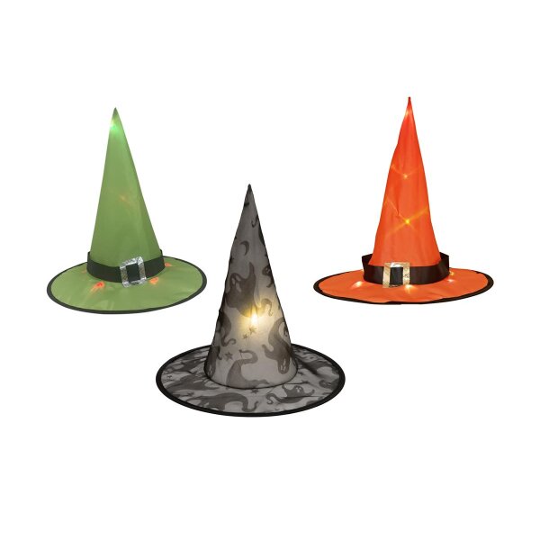 Halloween Witch Hat 3pc set, illuminated, 36cm