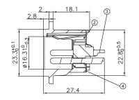 Enova XL13MB XLR 3pol Einbaubuchse, male