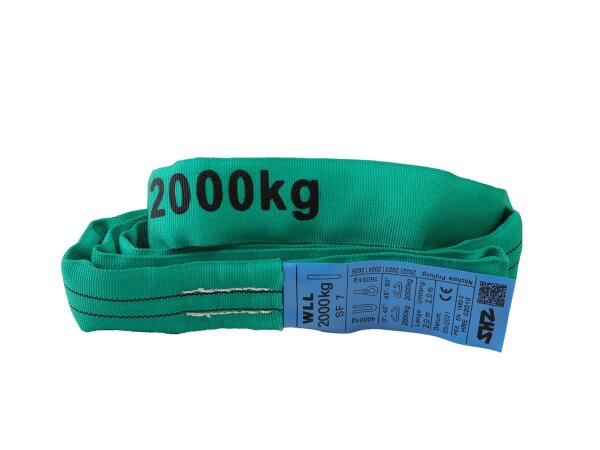 SHZ Round Sling 2m, max. Load 2000KG nach EN 1492-2 SF7 green