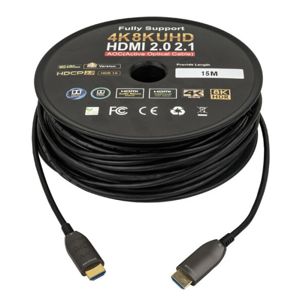 DAP-Audio HDMI 2.1 AOC 8K-Glasfaserkabel, vergoldet, UHD, 15m