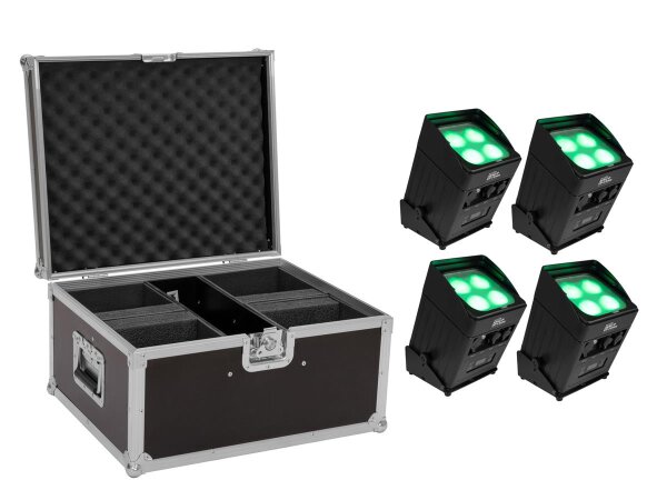 Eurolite Set 4x AKKU UP-4 Entry QCL Spot QuickDMX + Case