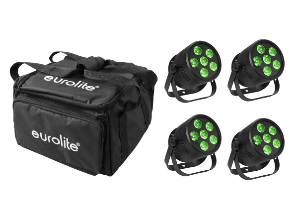 Eurolite Set 4x LED Silent Par 6 QCL Floor sw + Soft-Bag