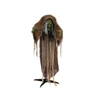 Halloween Figur Hexe buckelig, animiert, 145cm