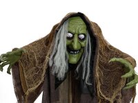 Halloween Figur Hexe buckelig, animiert, 145cm