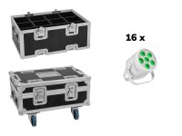 Eurolite Set 16x LED Silent Par 6 QCL Floor ws + Case