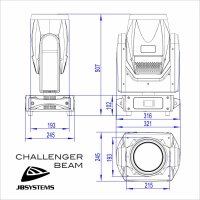 JB Systems Challenger Beam, LED-Beam-Moving-Head, 200 Watt LED, RGB-Aura-Effekt