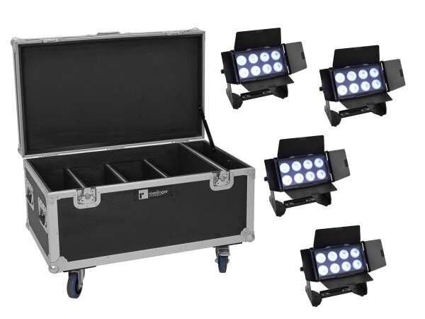 Eurolite Set 4x Multiflood IP 8x10W RGBW Wash CRMX + Case