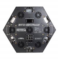 Briteq BTX-Skyran, sechseckiger Eycatcher, Multieffekt, 7x 80 Watt WW/A-LED, 120x 3 Watt LED weiss, 604x 0,5 Watt RGB LED, DMX/RDM