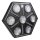 Briteq BTX-Skyran, sechseckiger Eycatcher, Multieffekt, 7x 80 Watt WW/A-LED, 120x 3 Watt LED weiss, 604x 0,5 Watt RGB LED, DMX/RDM