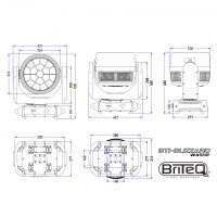 Briteq BTI-Blizzard Wash2s, LED Zoom Moving Wash, 19x 50 Watt RGBL-LED, 3,8-38 Grad Zoom, RGB-Halo-Ring, IP65