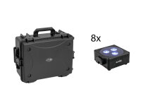 Eurolite Set 8x AKKU Flat Light 3 sw + Kunststoffcase mit...