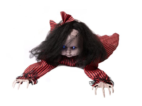 Halloween Figur kriechend Mathilda, animiert, 110cm