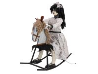 Halloween Figur Mädchen auf Schaukelpferd, animiert, 72cm