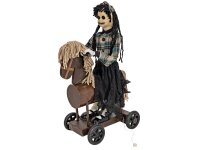 Halloween Figur Mädchen auf Pony, animiert, 90cm