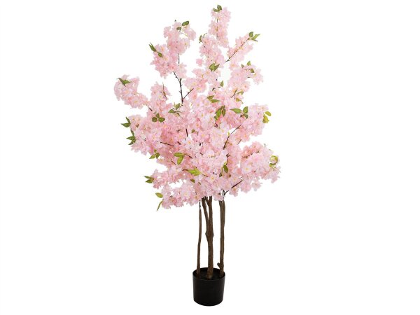 Cherry tree with 3 trunks, artificial plant, rose, 160cm