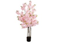 Cherry tree with 3 trunks, artificial plant, rose, 160cm