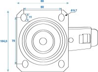 Roadinger Swivel Castor 100mm blue with brake